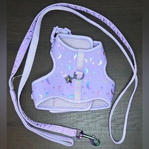 Lavender Cat Harness & Leash Set NWOT Moon & Star Print Adjustable